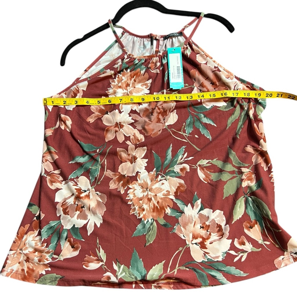 Papermoon- Stitch Fix. NWT. Floral Halter Tank Top - Rust Floral - Picture 4 of 8